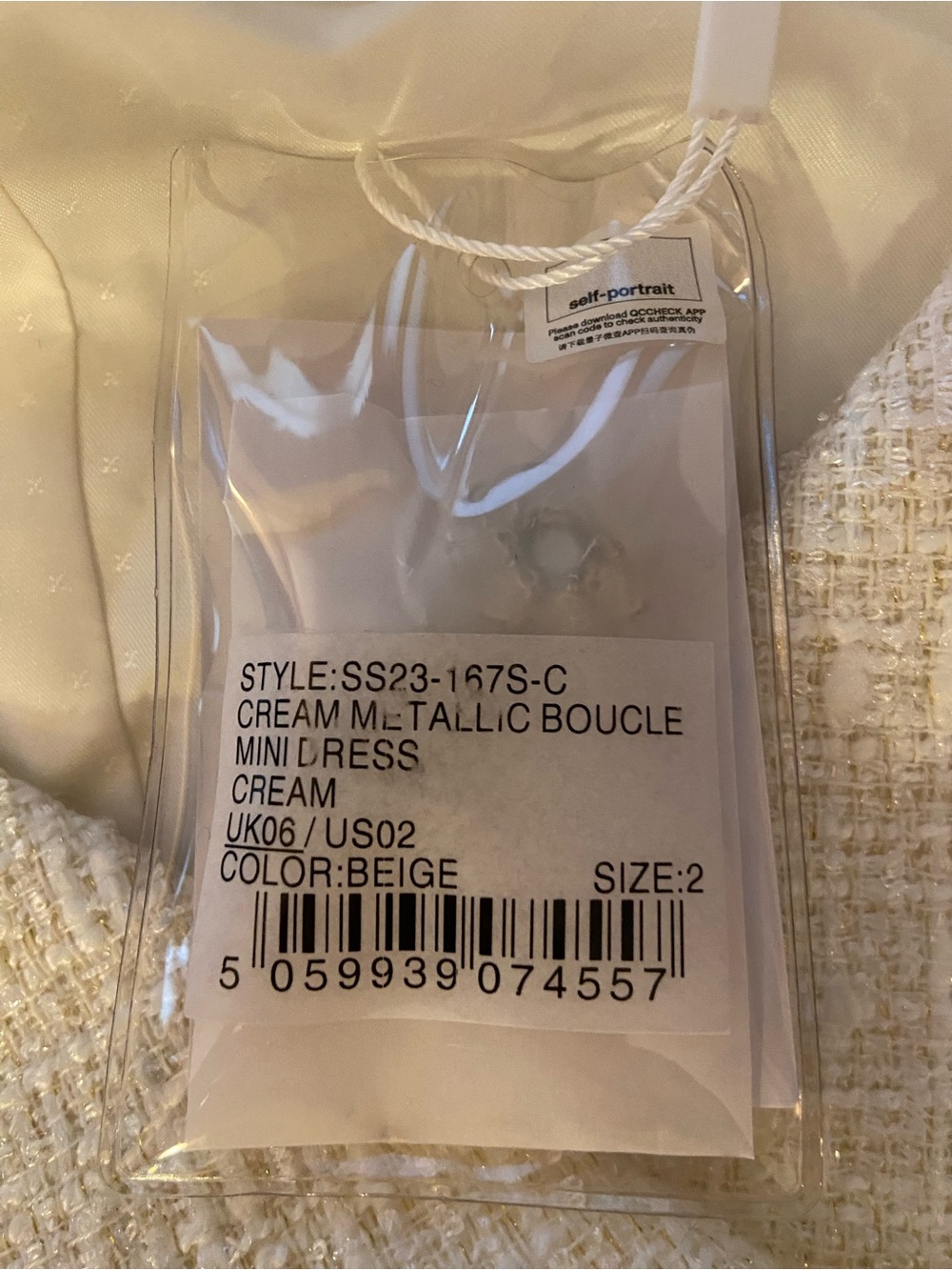 NWT - Self-Portrait Double-Breasted Boucle Tweed Cream Minidress, Size US 2 - Picture 9 of 16